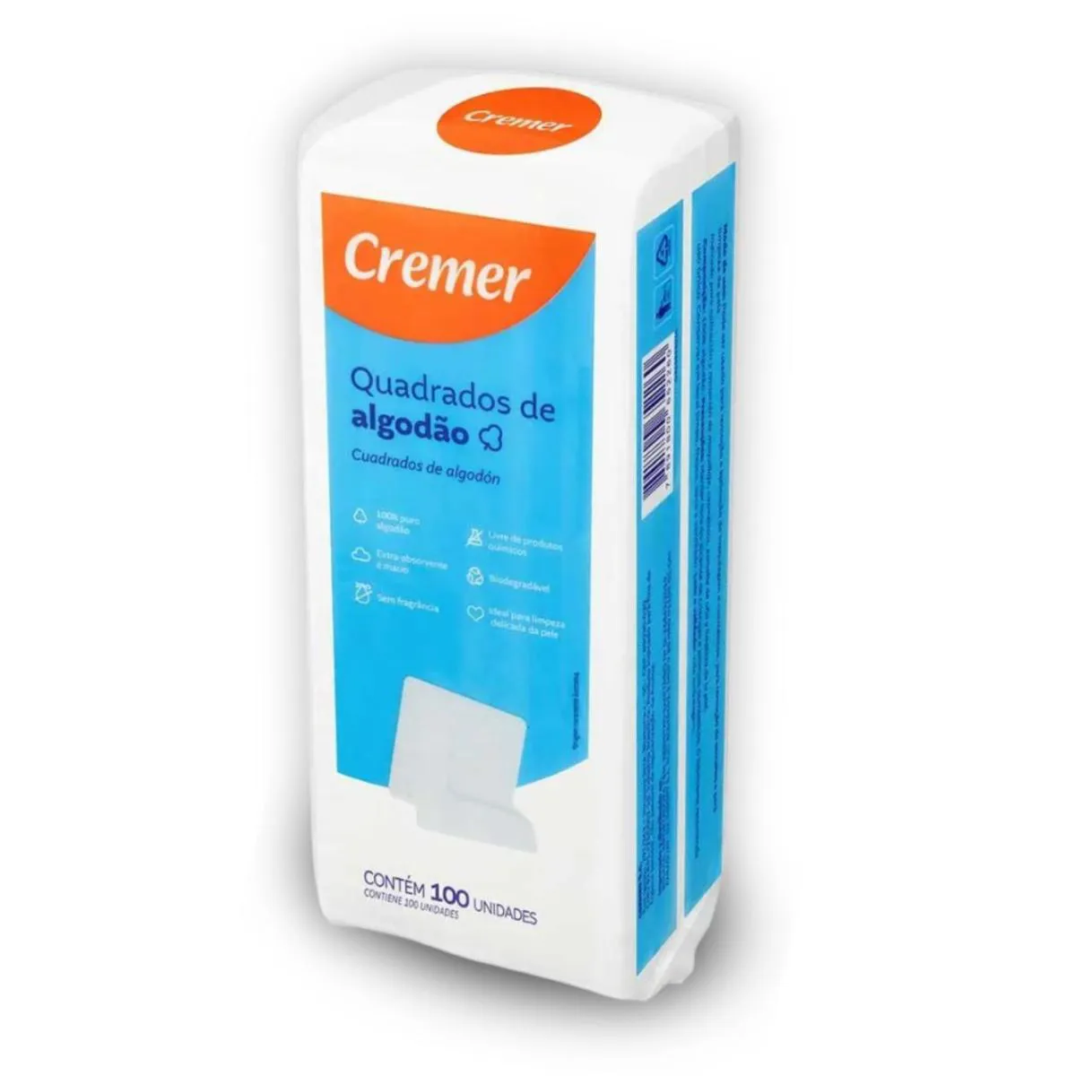 Algodão quadrado bebê Cremer Sem Perfume 100 unidades