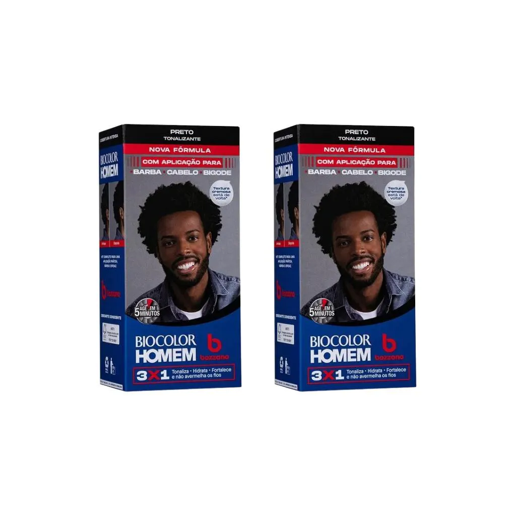 Coloraçao Biocolor Homem Bozzano Preto - Kit C / 2un