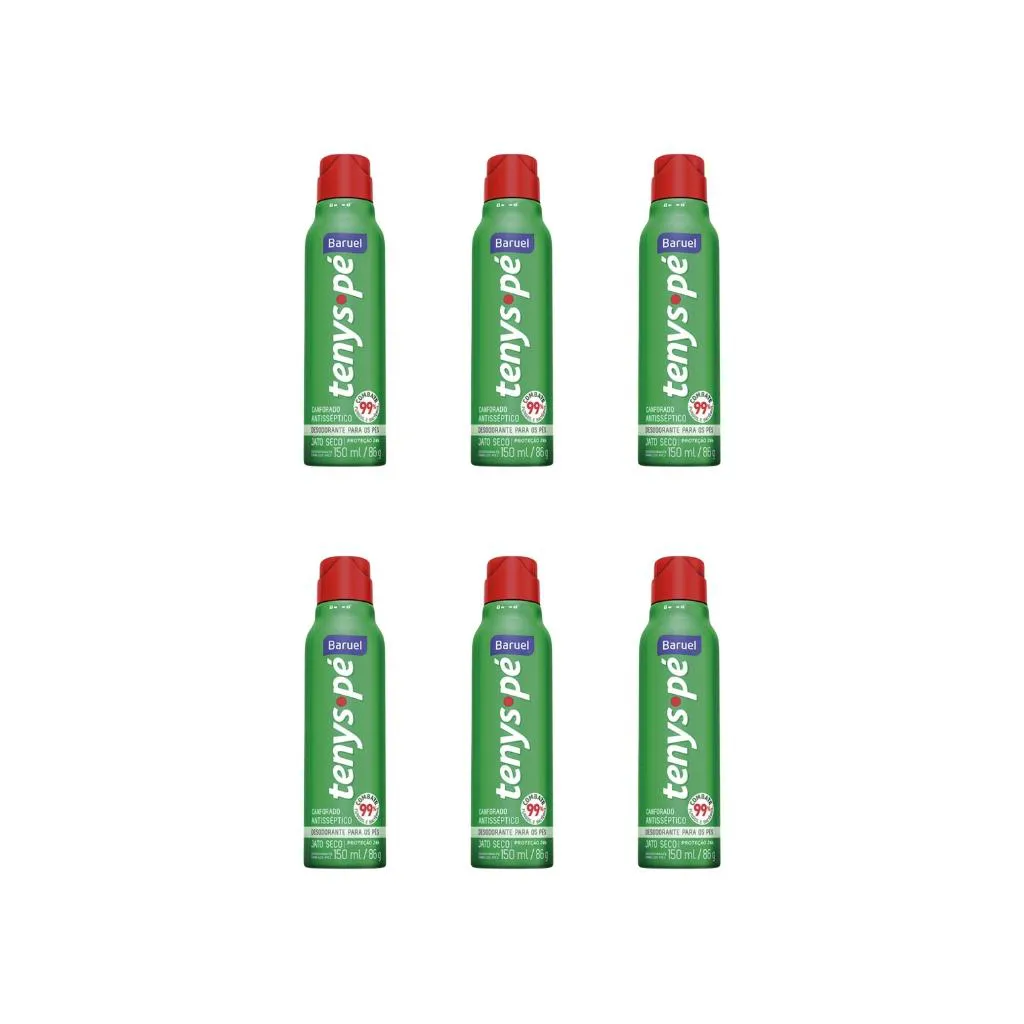 Talco Pes Tenys Pe Baruel Aerossol 150ml Seco Canforado - 6un
