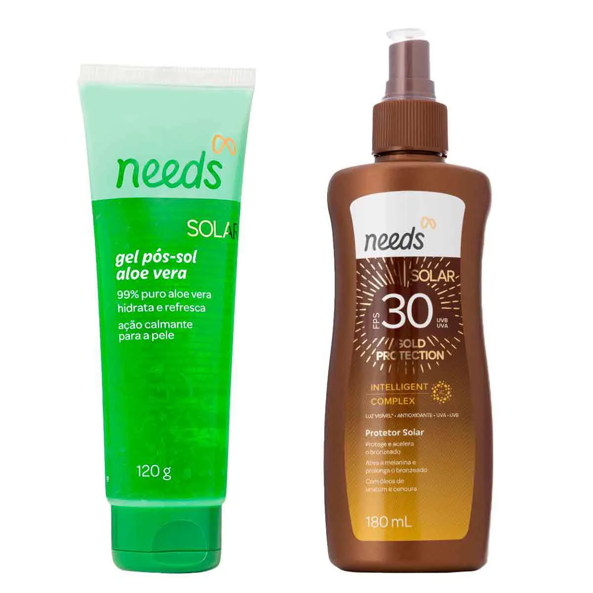 Kit Needs Solar Protetor Corporal FPS 30 Spray 180ml + Gel Pós-Sol Aloe Vera 120g