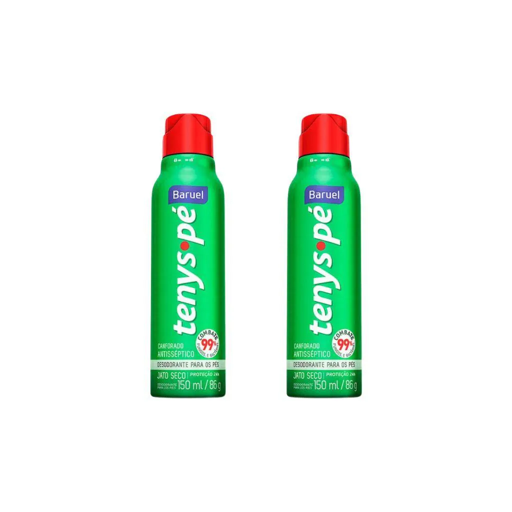Talco Pes Tenys Pe Baruel Aerossol 150ml Seco Canf - Kit C / 2un