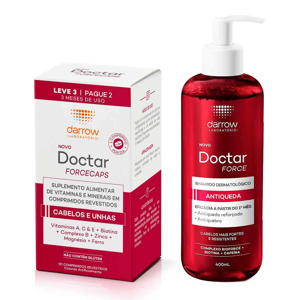 Kit Doctar Shampoo Antiqueda Darrow Force 400ml + Forcecaps 90 comprimidos