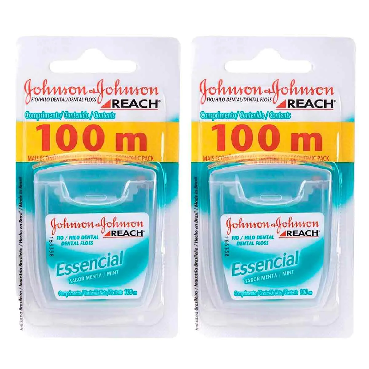 Kit Fio Dental Johnson's Reach Essencial Sabor Menta 3 unidades de 100 metros cada
