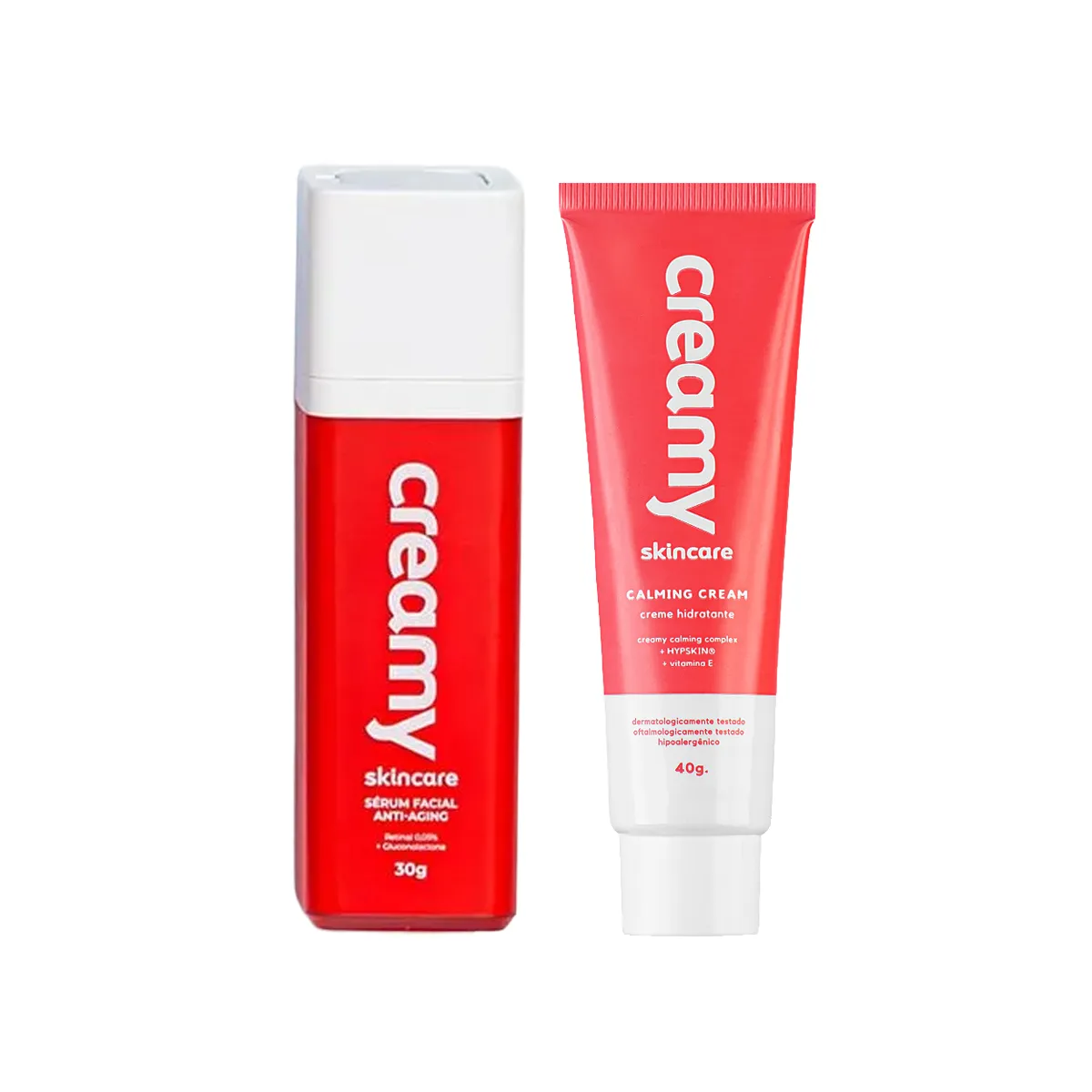 Kit Facial Creamy Skincare Creme Hidratante Calming Cream 40g + Sérum Anti-Idade Retinal 30g