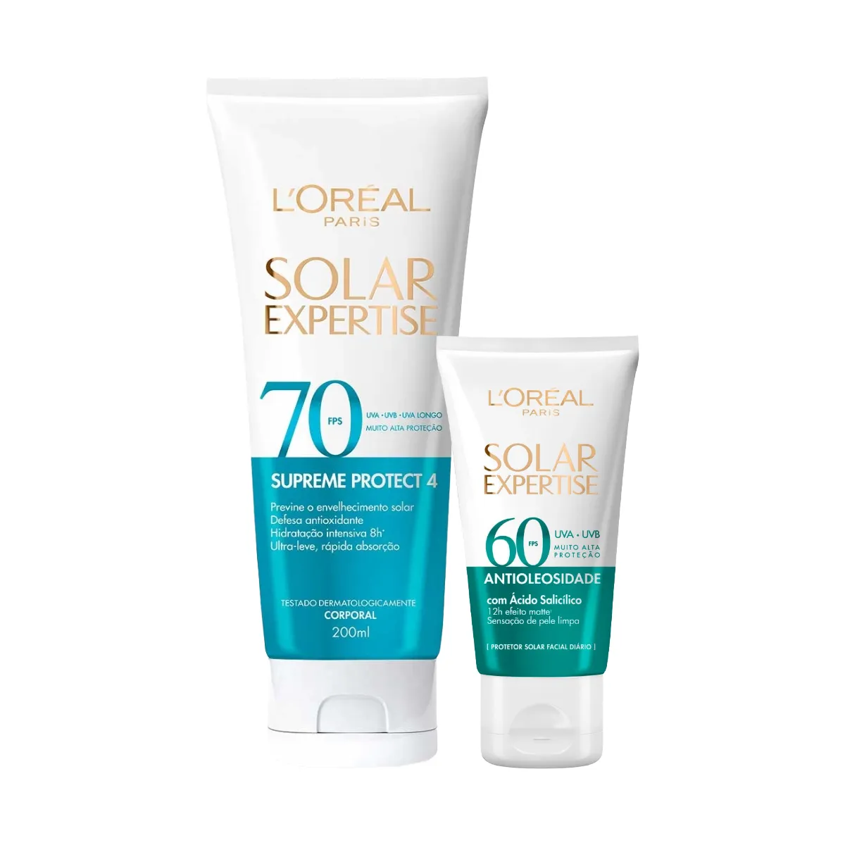 Kit L'Oreal Paris Solar Expertise Protetor Solar Facial Antioleosidade FPS 60 40g + Corporal Supreme Protect 4 FPS 70 200ml