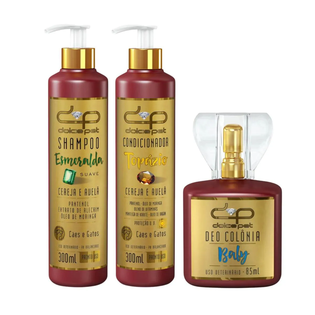 Kit Shampoo Suave + Condicionador Topázio + Deo Colônia Baby Cães e Gatos