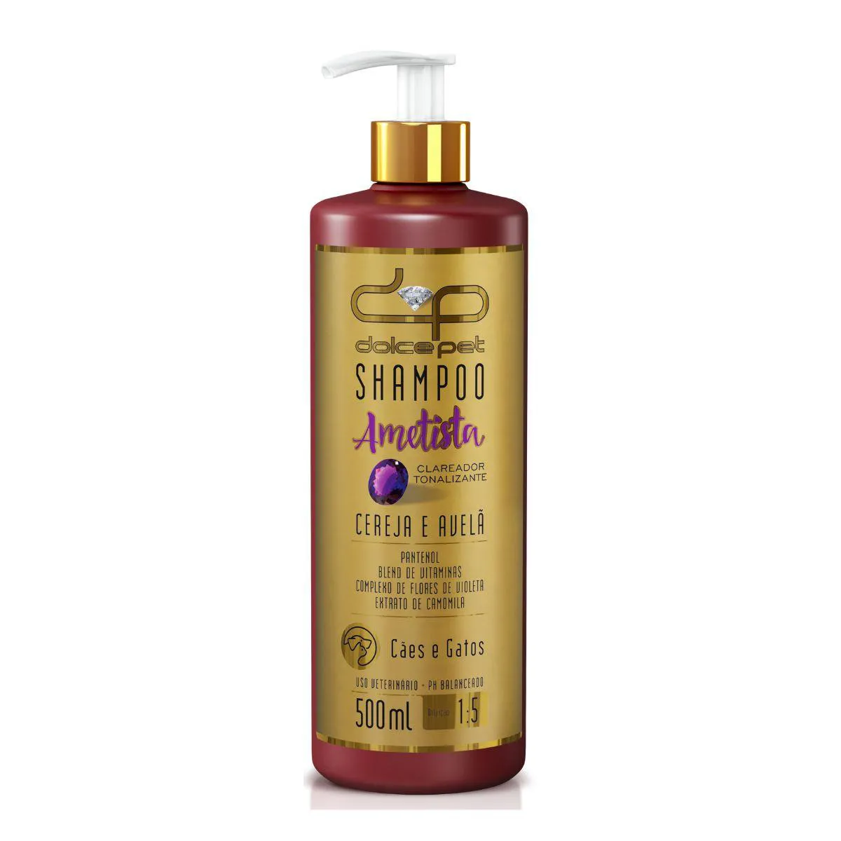 Shampoo Clareador Tonalizante Cereja e Avelã Dolce Pet Cães e Gatos - 500 Ml