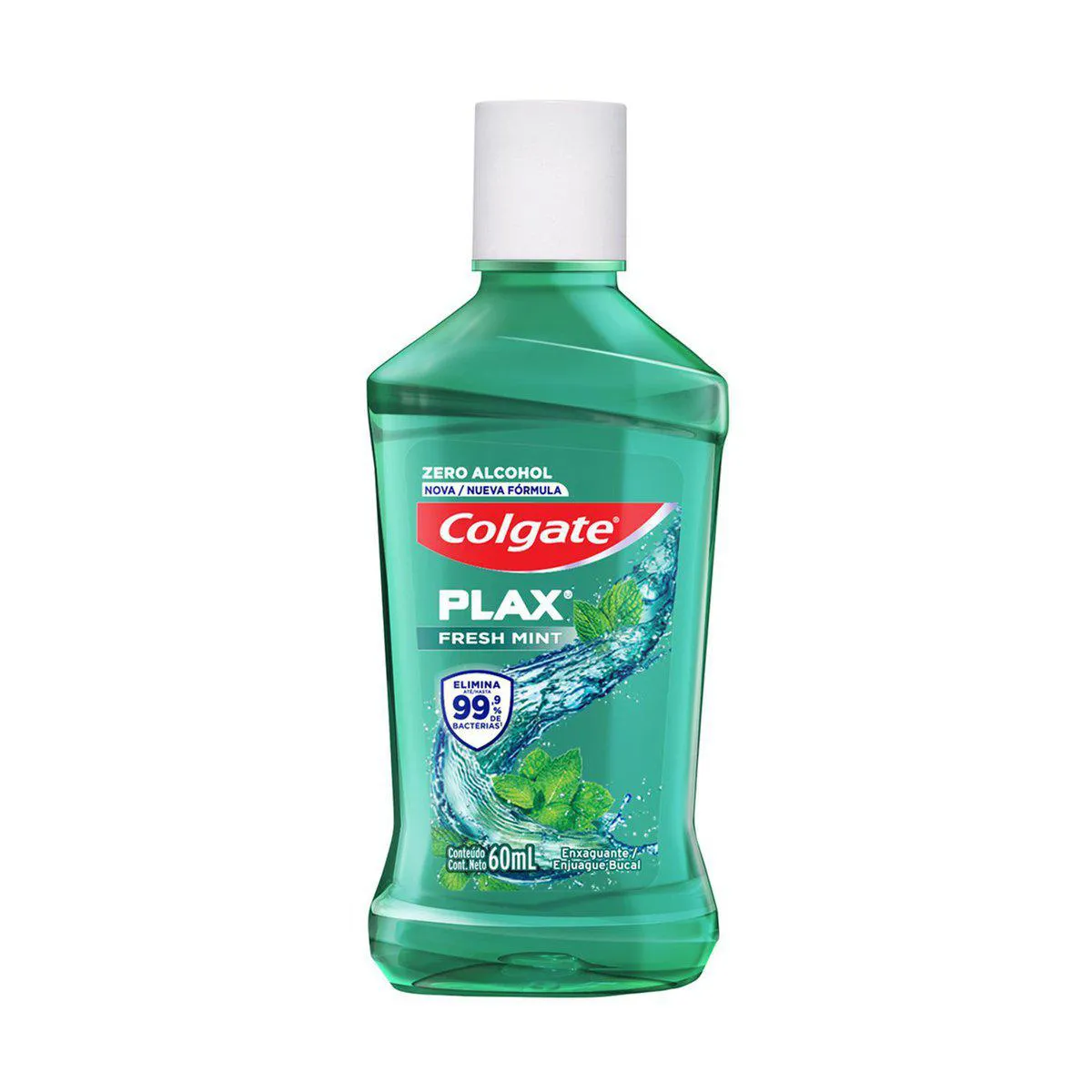 Enxaguante Antisséptico Bucal Colgate Plax Fresh Mint Sem Álcool com 60ml