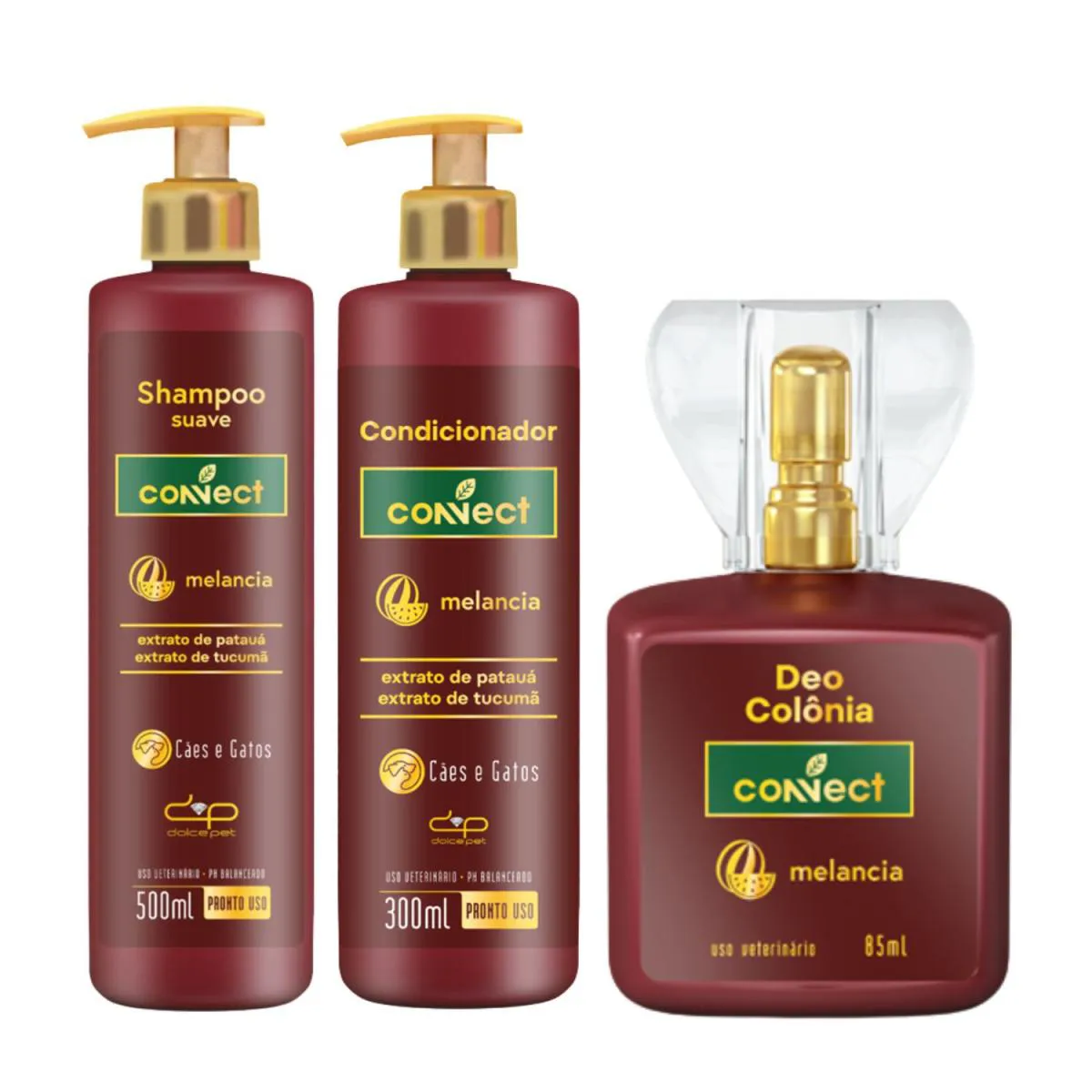 Kit Shampoo Suave + Condicionador + Deo Colônia Melancia Dolce Pet
