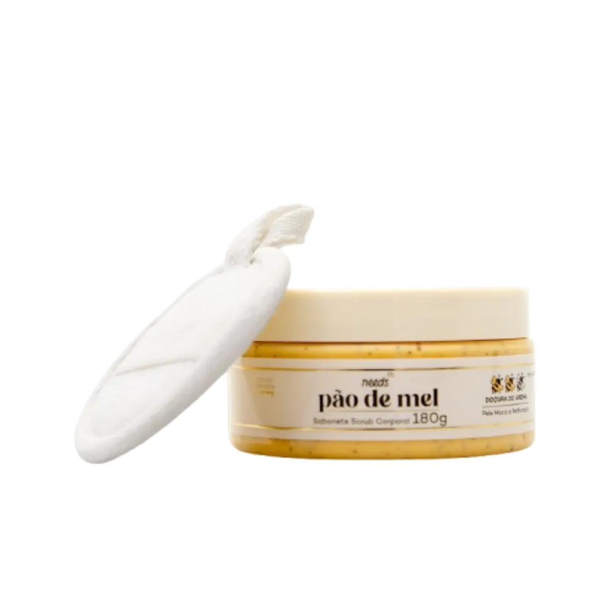 Kit Sabonete Esfoliante Scrub Corporal Needs Pão de Mel 180g + Esponja Vegetal