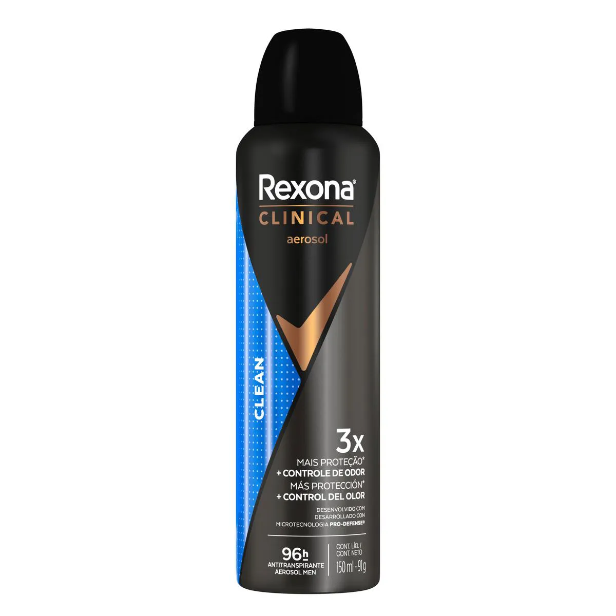 Desodorante Antitranspirante Aerosol Rexona Men Clinical Clean Masculino 96h 150ml