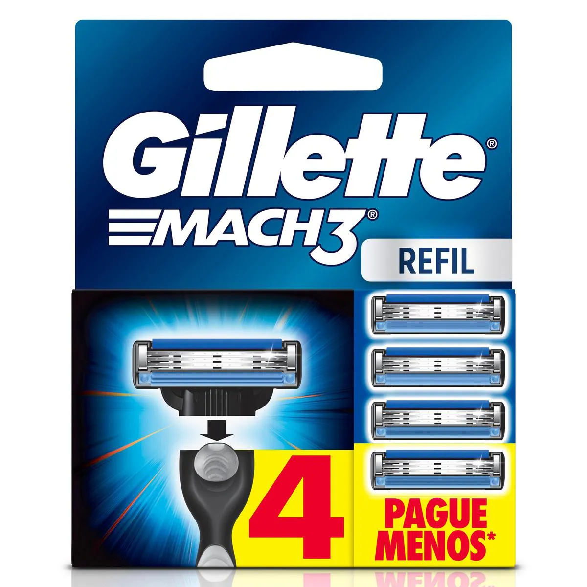 Refil para Barbear Gillette Mach3 com 4 unidades