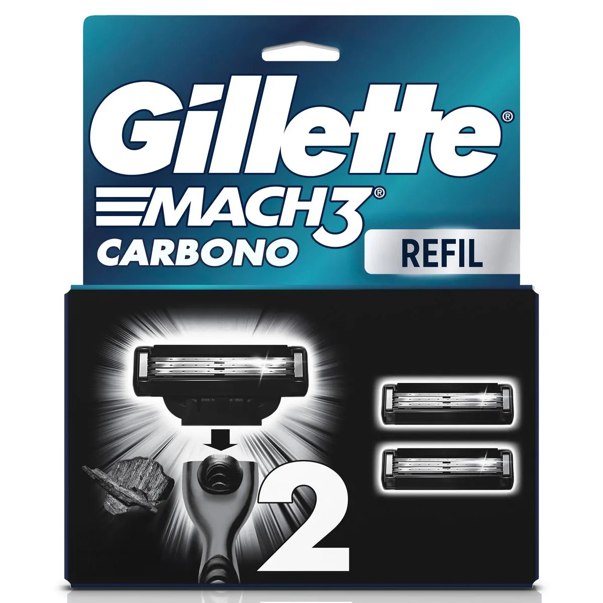 Refil para Aparelho de Barbear Gillette Mach3 Carbono 2 cargas