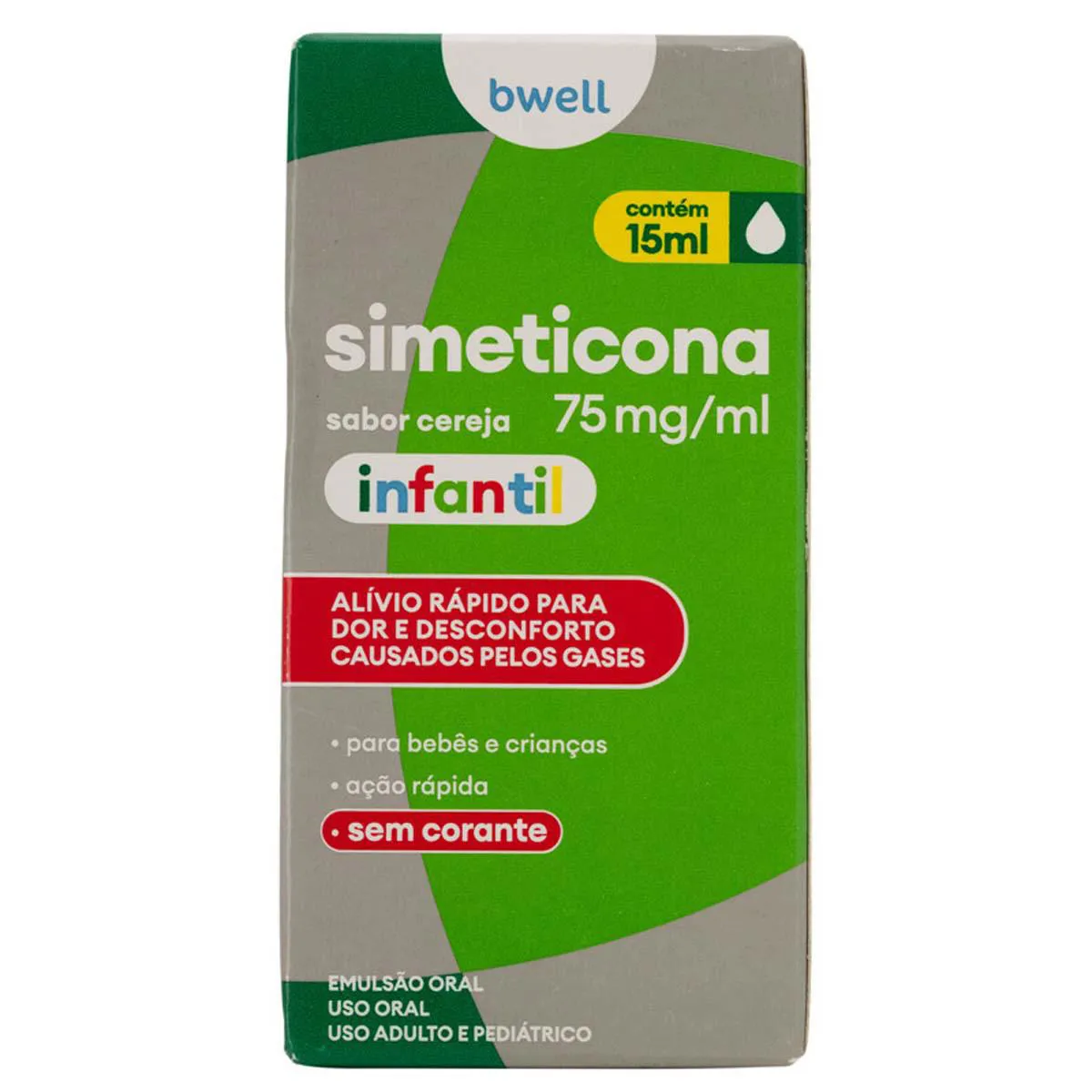Simeticona bwell Infantil 75mg/ml Sabor Cereja 15ml