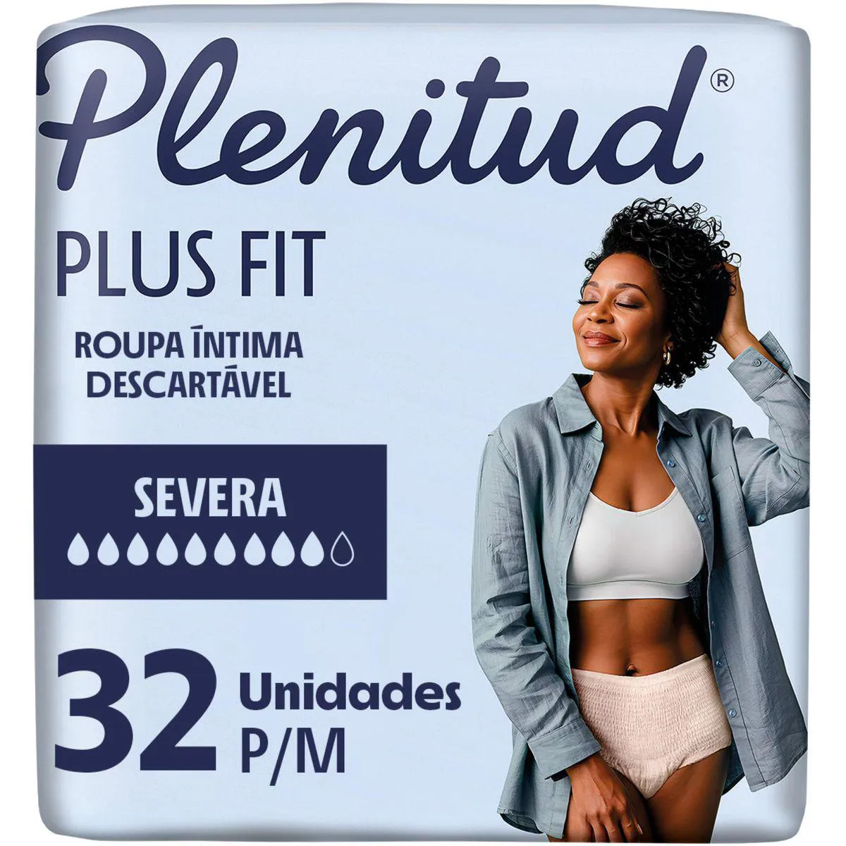 Roupa Íntima Descartável Feminina Plenitud Plus Fit P/M 32 unidades