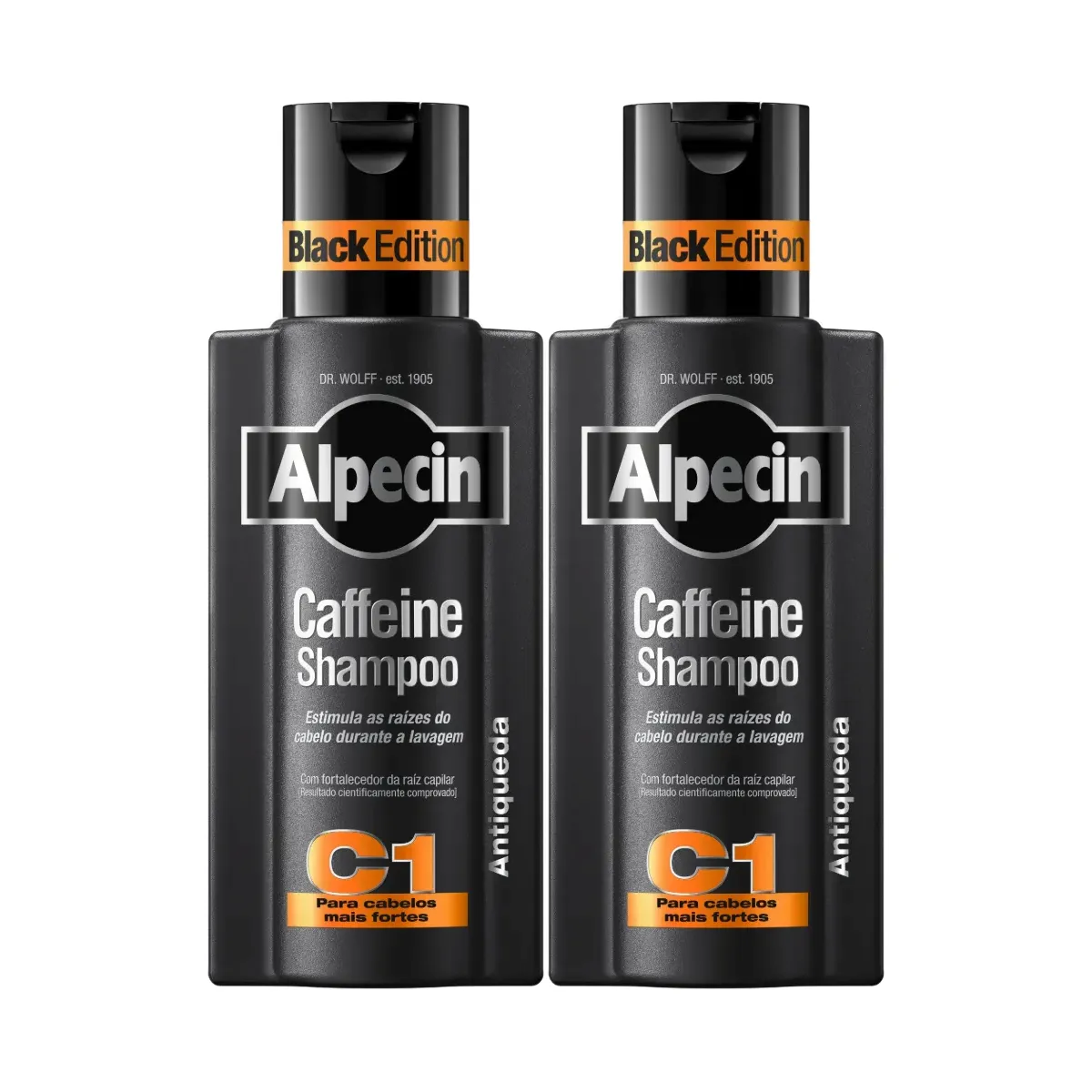 Kit Shampoo Antiqueda Alpecin Caffeine Black Edition 250ml 2 unidades