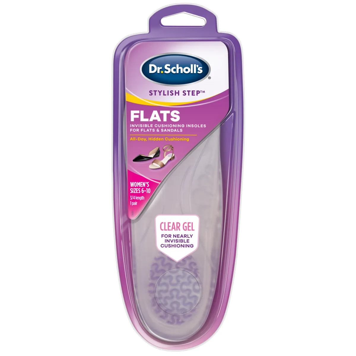 Palmilha de Gel Dr. Scholls For Her Flats Transparente 1 par