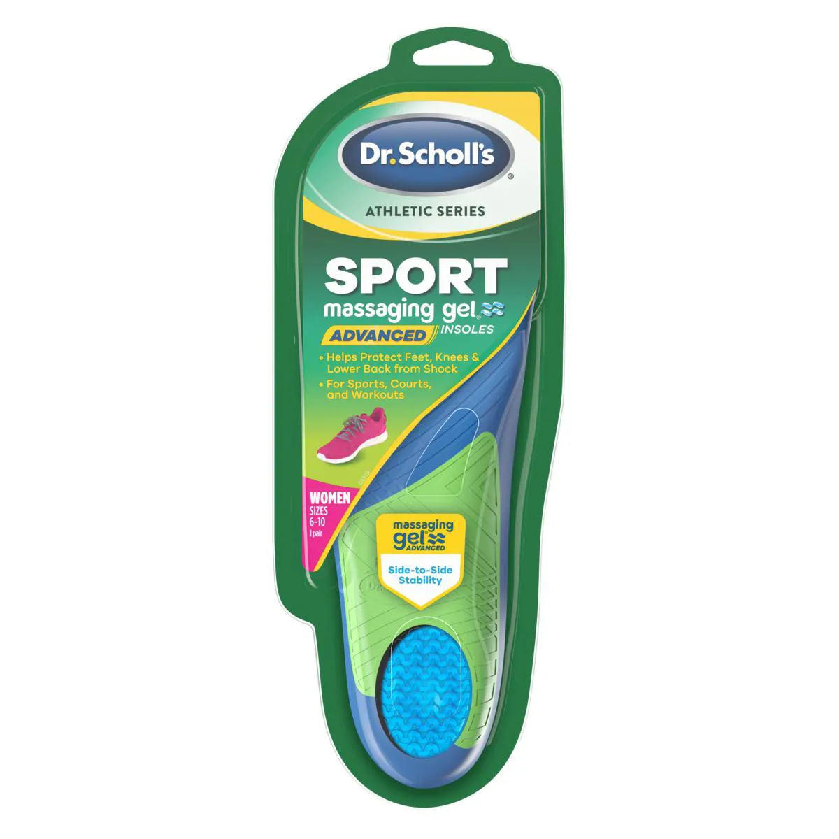 Palmilha de gel Dr Scholls Athletic Series Sport Women Azul Transparente 1 par