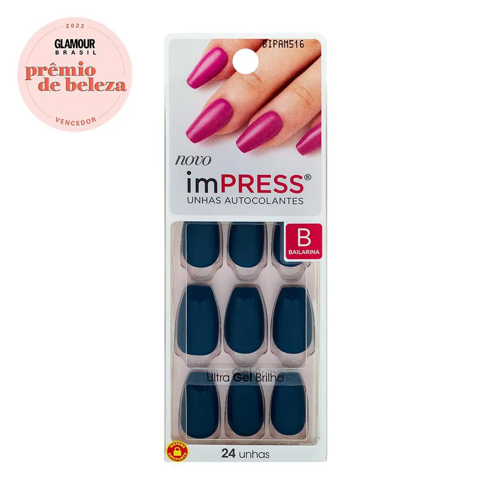 Unhas Autocolantes Kiss NY Impress Bailarina Sapphire - 24 Unidades
