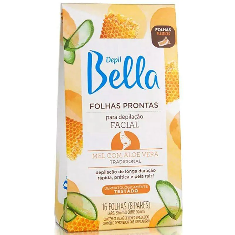 Depil Bella Folhas para Depilacao Facial 16un Mel Aloe
