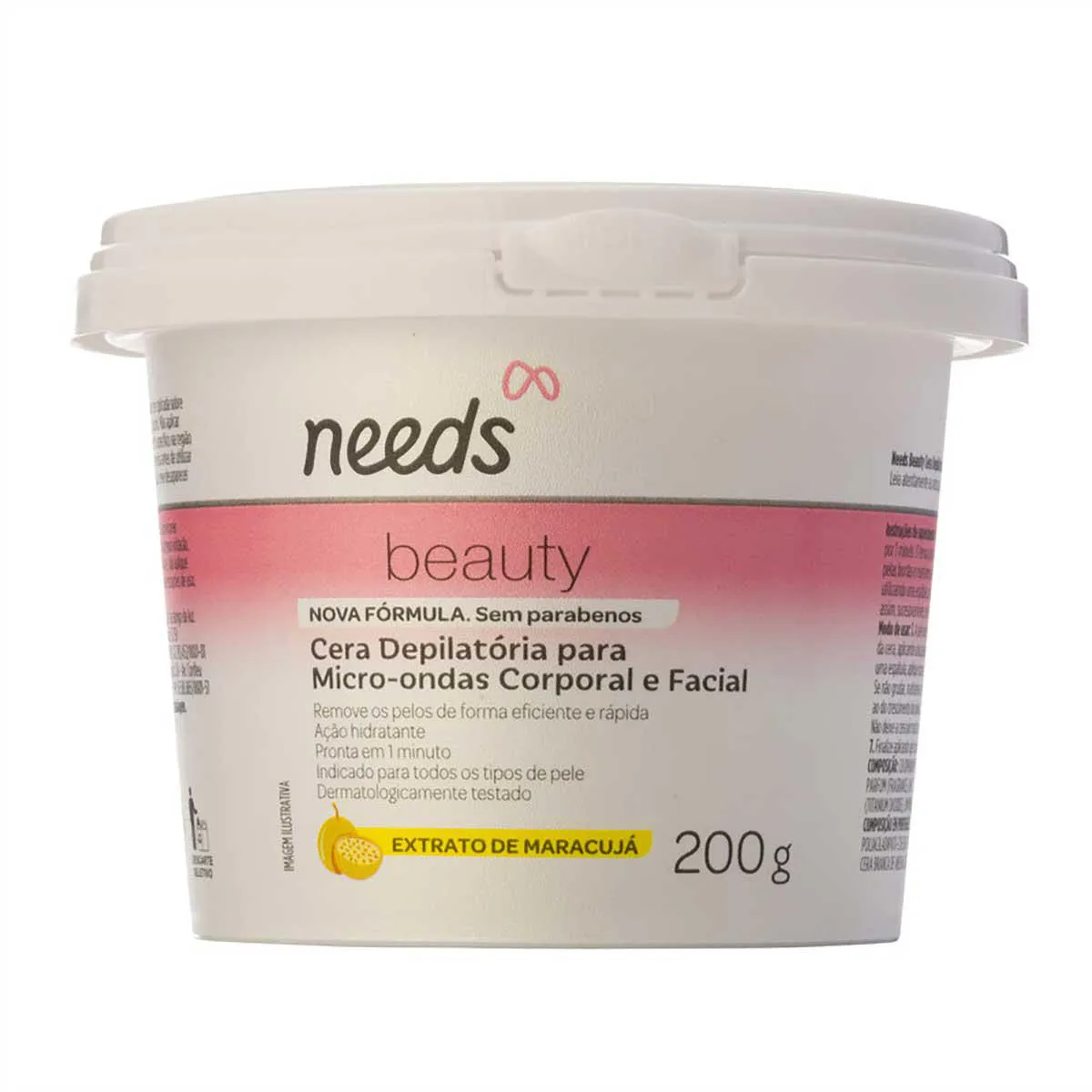 Cera Depilatória de Microondas Needs Beauty Maracujá 200g