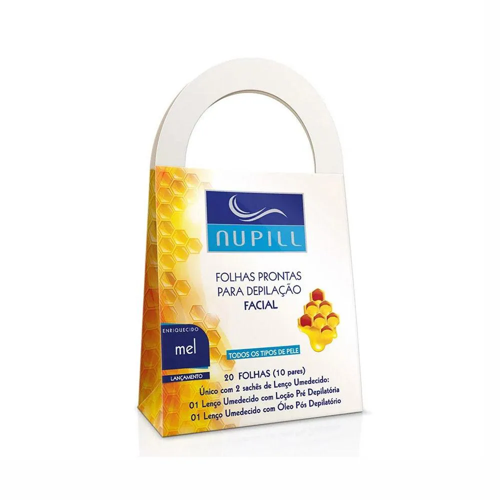 FOLHAS PRONTAS PARA DEPILAçãO FACIAL NUPILL MEL 20FLS