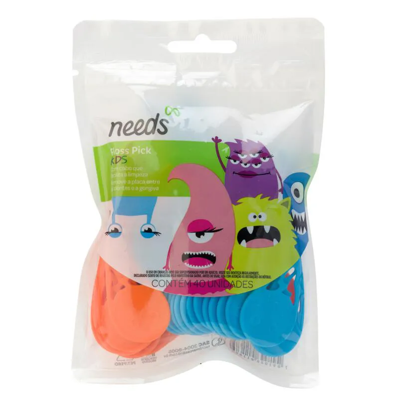 Fio Dental Infantil Needs Floss Pick Kids 40 Unidades