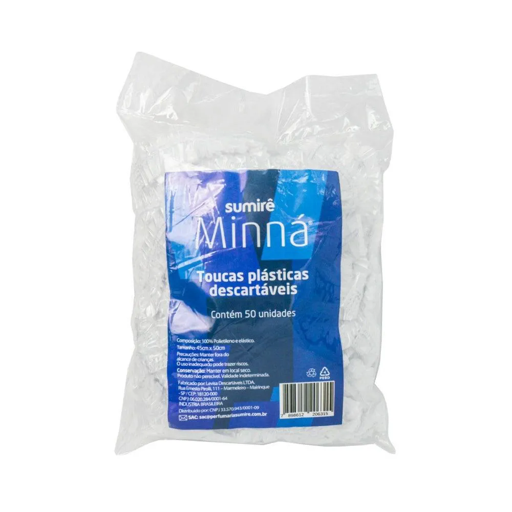 Touca Plástica Descartável Minná 50un