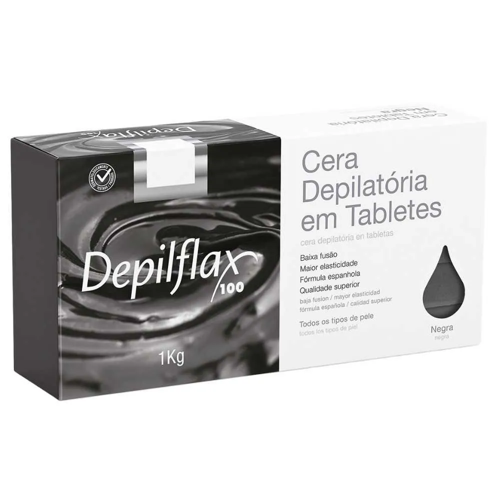 Cera Quente Depilatória Depilflax Negra 1kg