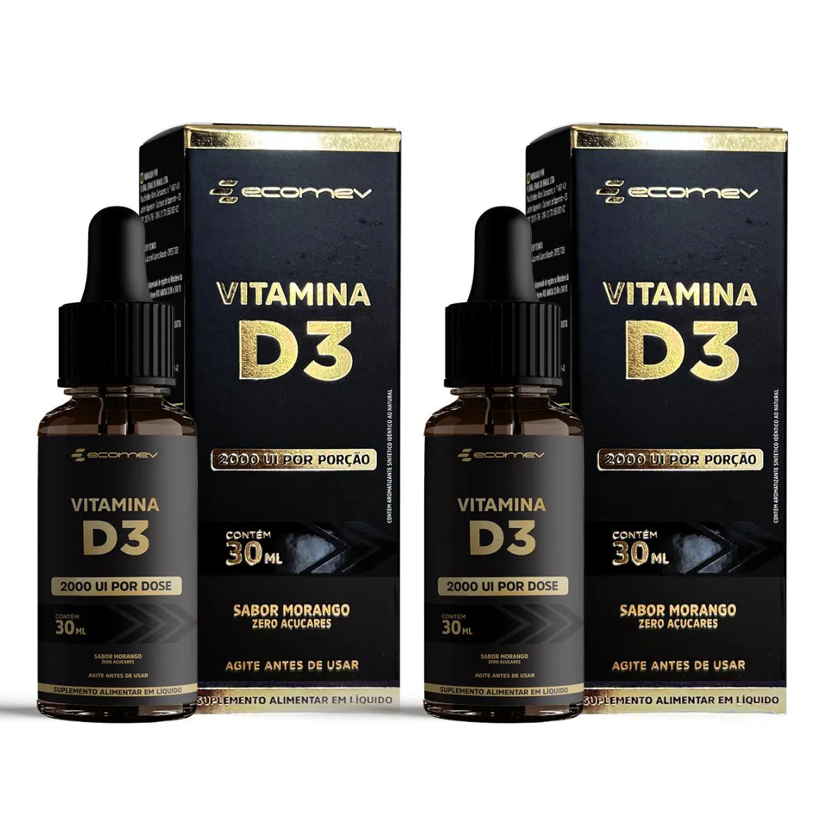 2Un Vitamina D3 2.000Ui em Gotas 30Ml – Sabor Morango