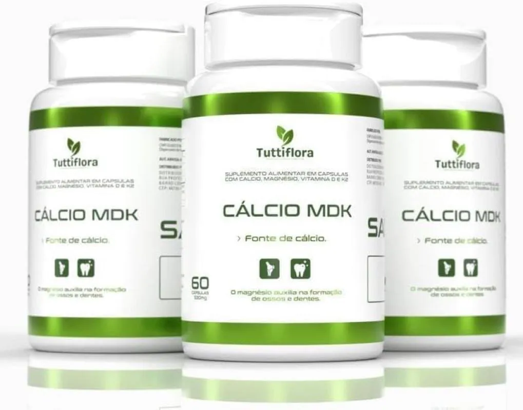 3x Cálcio Mdk (cálcio, Magnésio, Vitamina D e Vitamina K2) 60 Capsulas de 530mg Tuttiflora