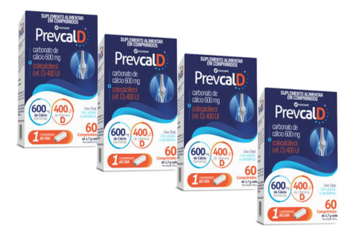 4x Prevcal D Massime 600mg Calcio + 400ui Vitamina D – 60 comprimidos