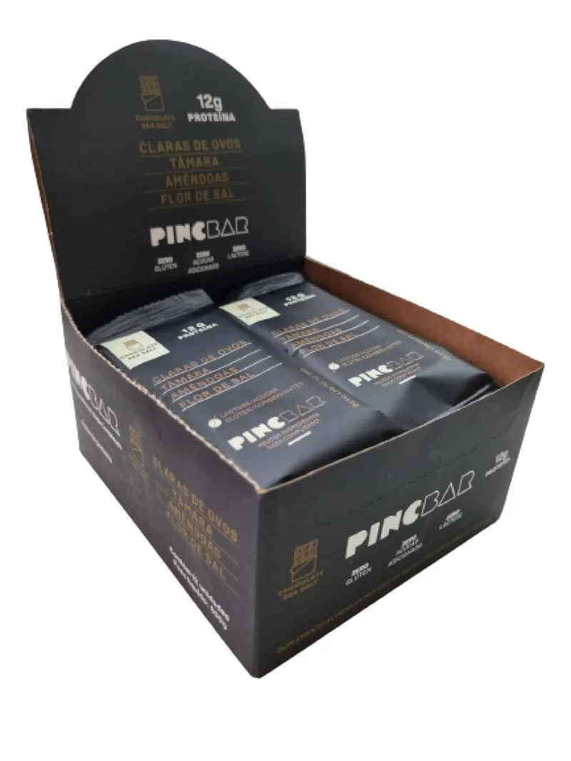 Barra de Proteína Chocolate Sea Salt Sem Açúcar 50g Pincbar 12 unidades