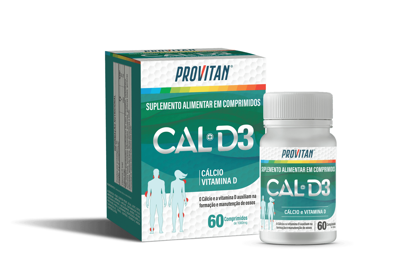 Cálcio + Vitamina D3 Provitan 1000 mg – 60 Cápsulas para Saúde Óssea