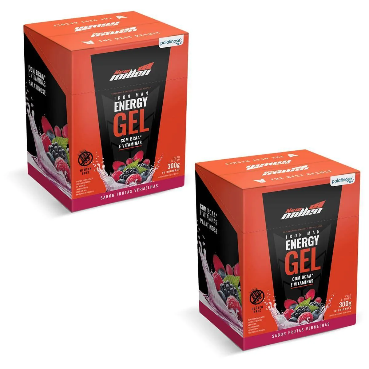 Kit 2X Iron Man Instant Energy Gel – 10 Unidades 30G Frutas Vermelhas – New Millen