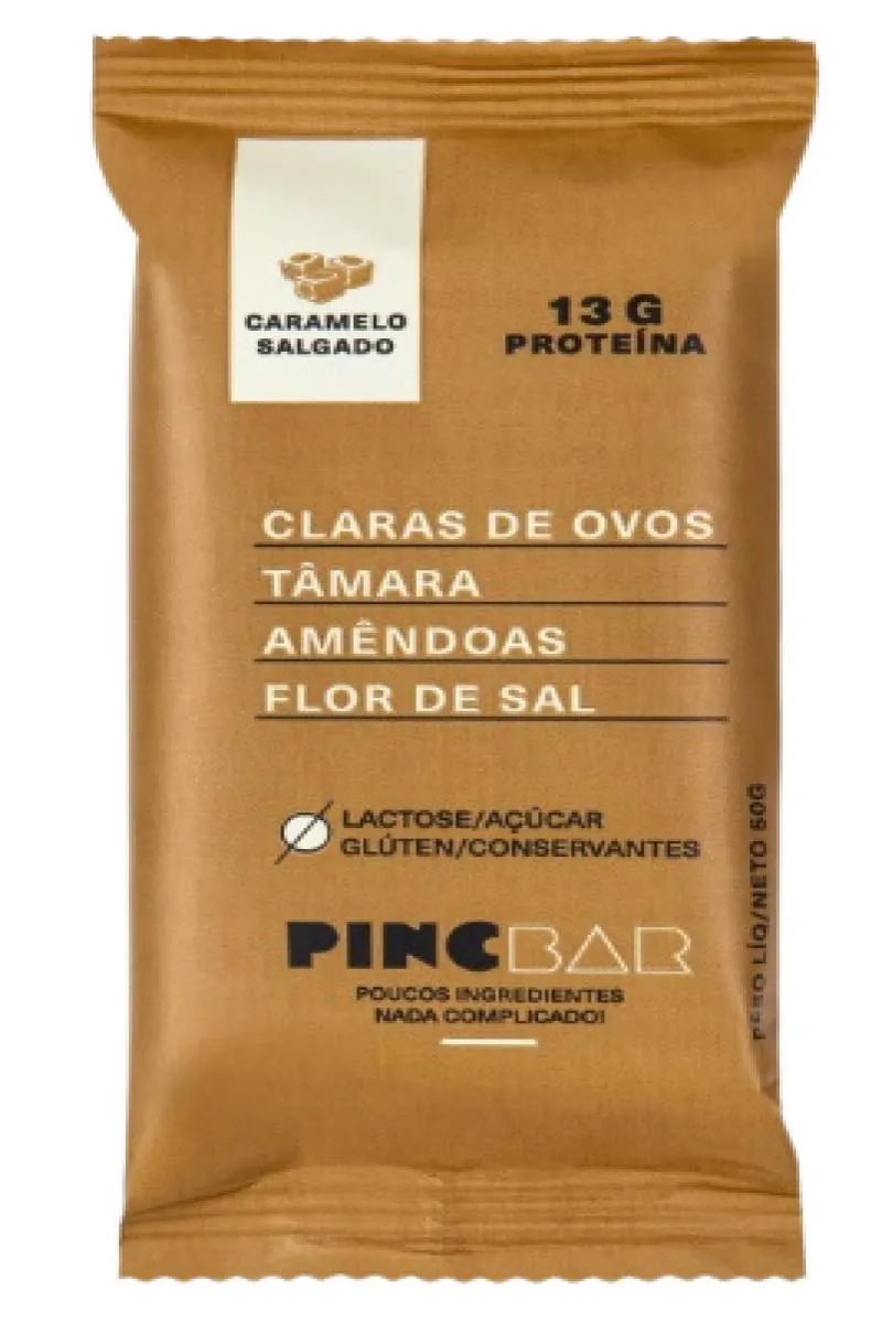 Kit 3x: Barra de Proteína Caramelo Salgado Sem Açúcar Pincbar 50g