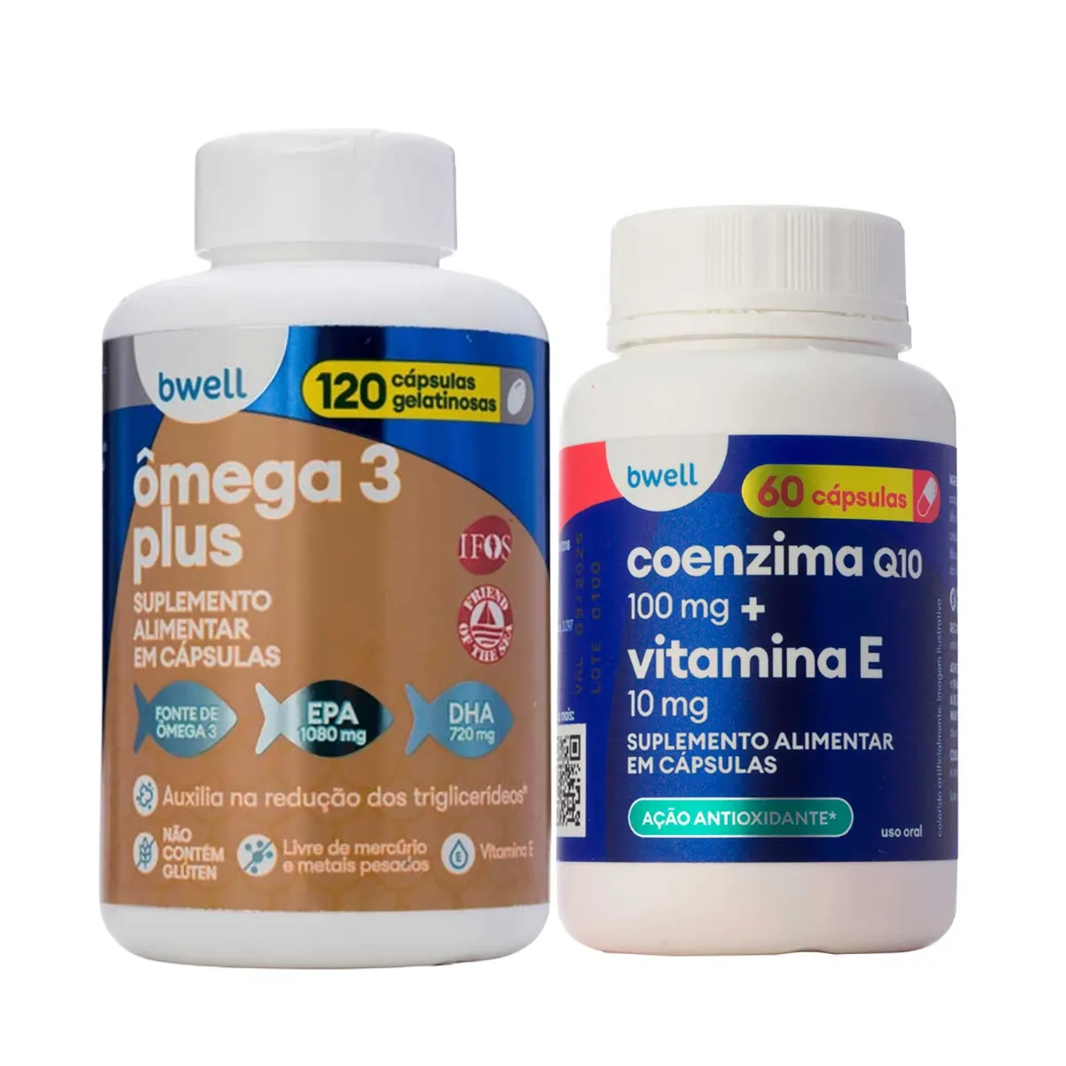 Kit Bwell Ômega 3 Plus 120 Cápsulas + Coenzima Q10 100mg com Vitamina E 10mg 60 Cápsulas