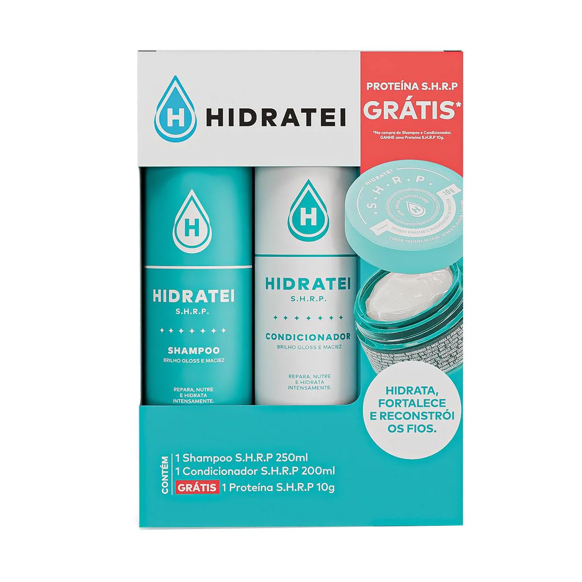Kit Hidratei SHRP Shampoo 250ml + Condicionador 200ml + Mini Proteína 10g
