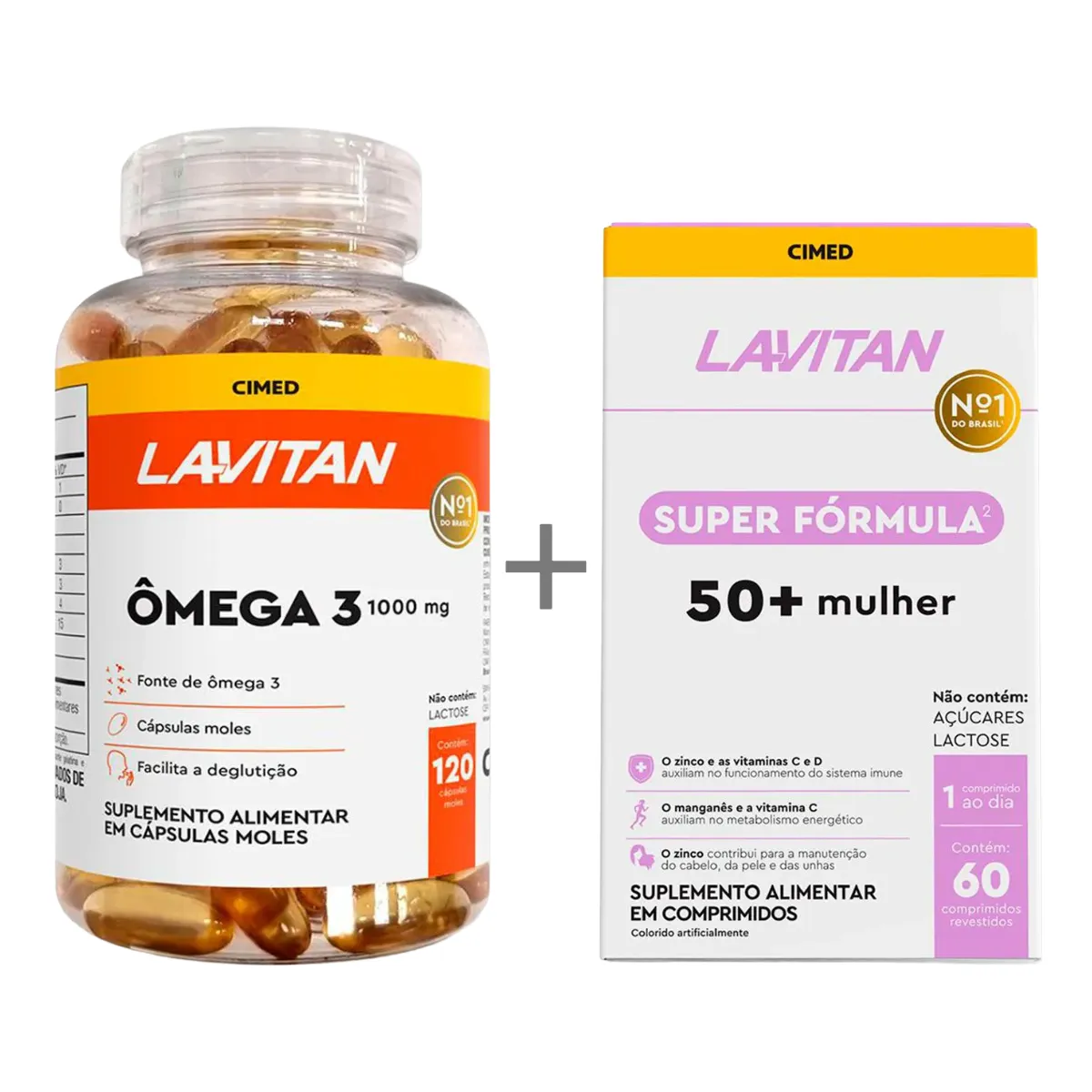 Kit Lavitan Polivitamínico Super Fórmula 50+ Mulher 60 comprimidos + Ômega 3 120 cápsulas