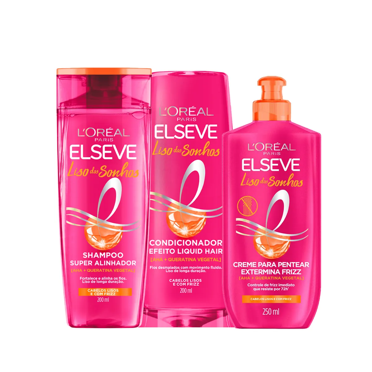 Kit L’Oréal Paris Elseve Liso dos Sonhos Shampoo 200ml + Condicionador 200ml + Creme de Pentear 250ml