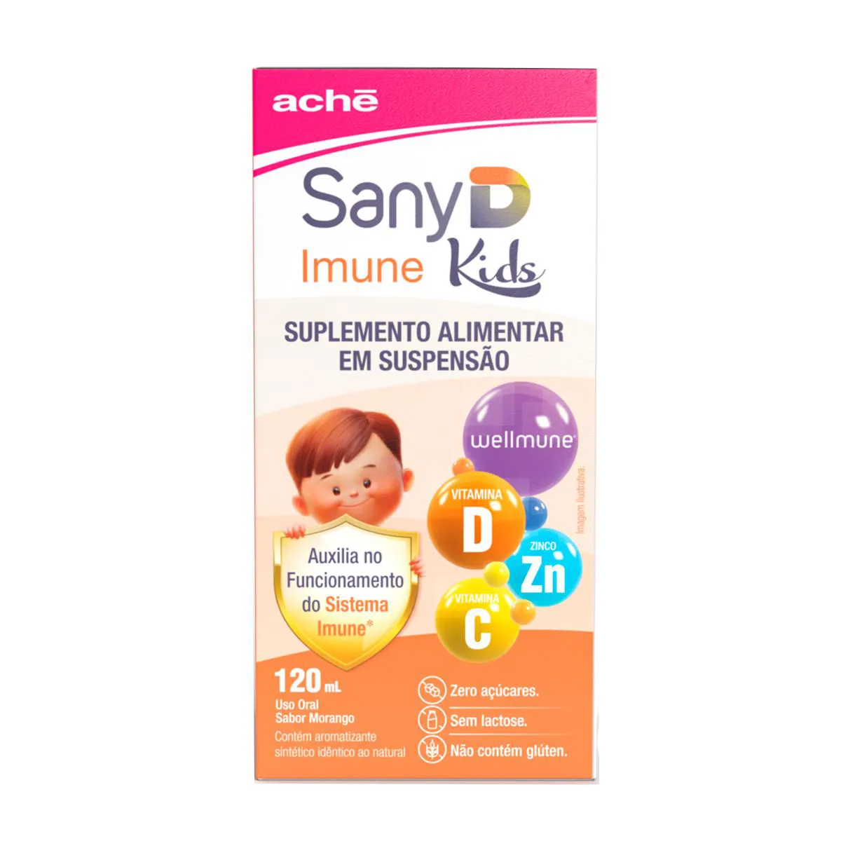 Polivitamínico Sany D Imune Kids Suspensão Oral Morango 120ml
