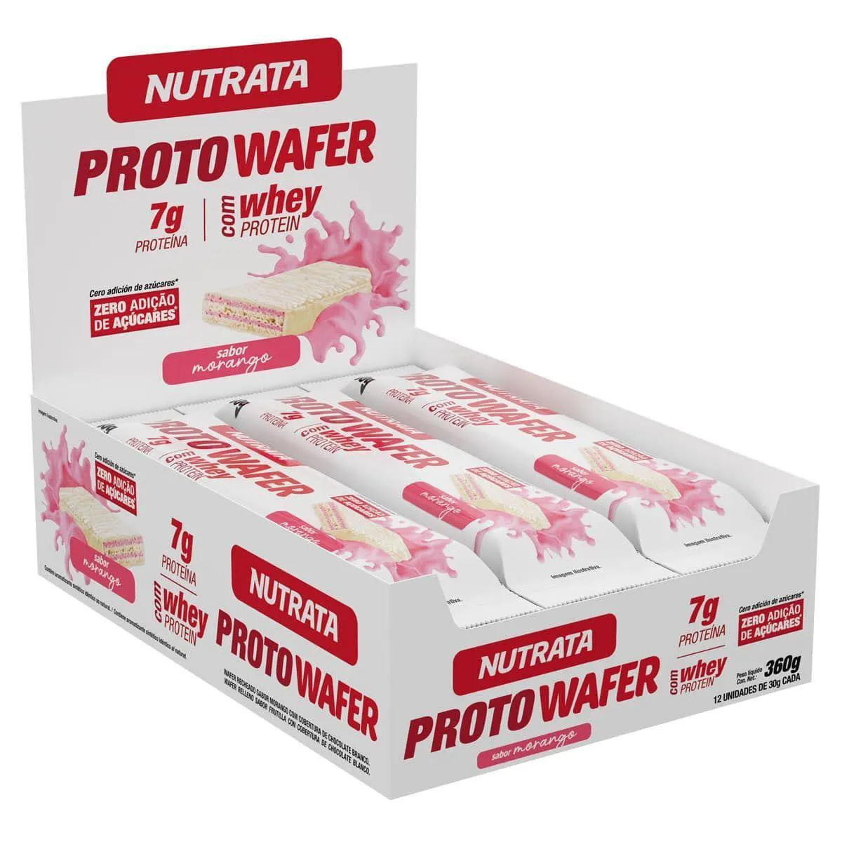 Proto Wafer – 12 Unidades de 30G Morango – Nutrata