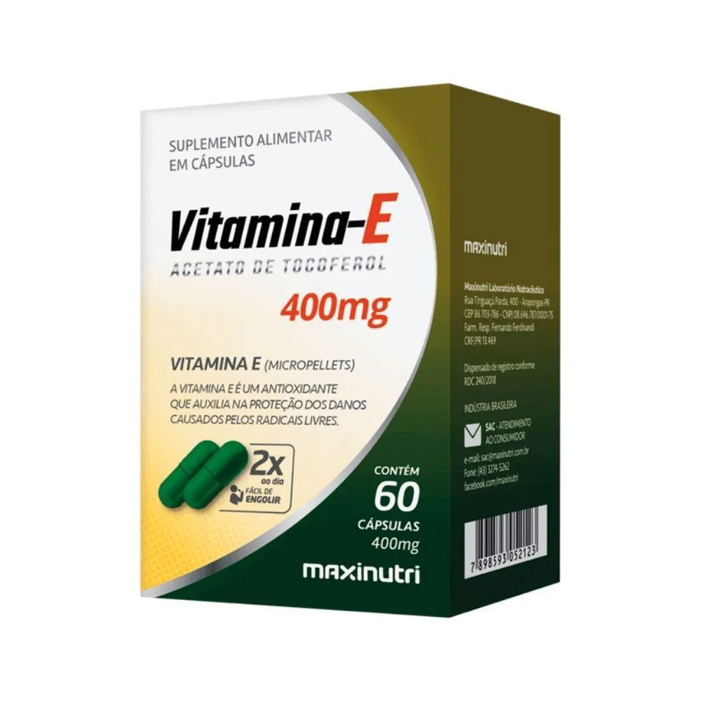 Vitamina e 400mg 60 Cápsulas Maxinutri