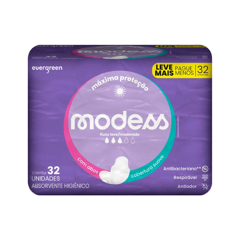 Absorvente Modess Maxima Protecao Com 32 Com Abas