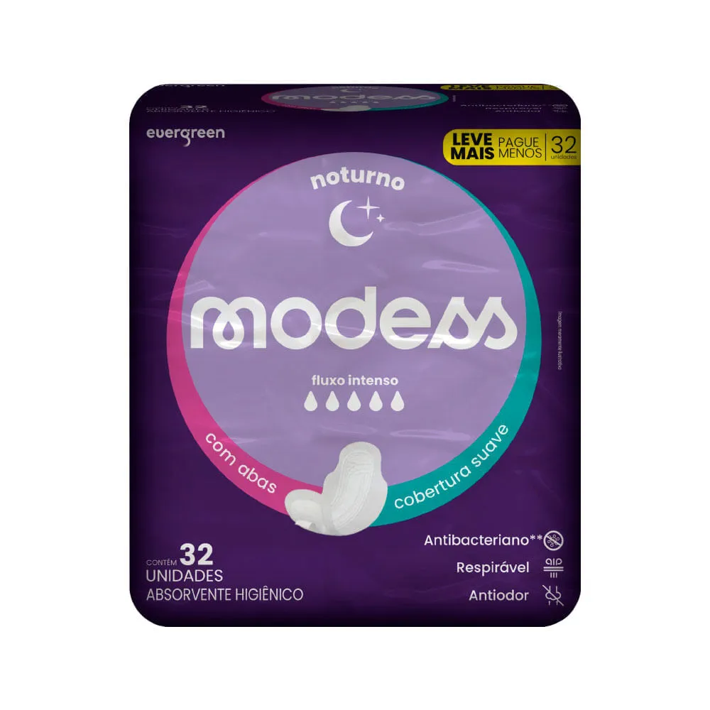 Absorvente Modess Noturno Com 32 Com Abas