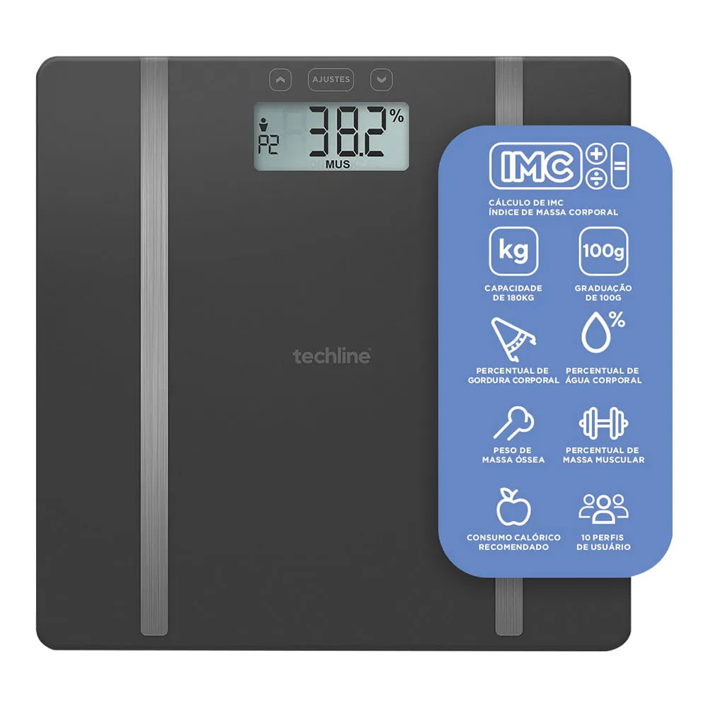 Balanca Techline Digital Capidade 180kg Tec117