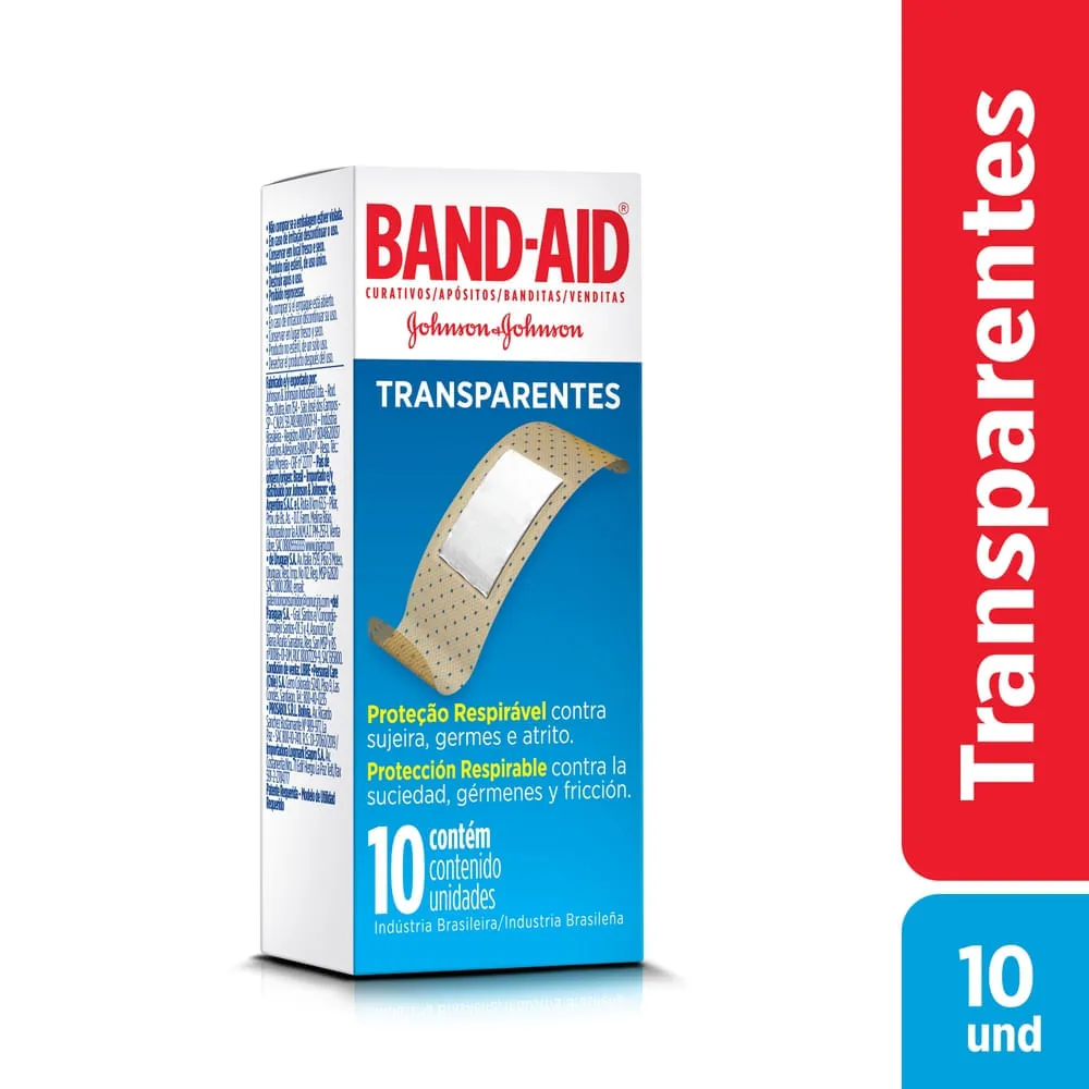 Band-aid Transparente Com 10 Unidades