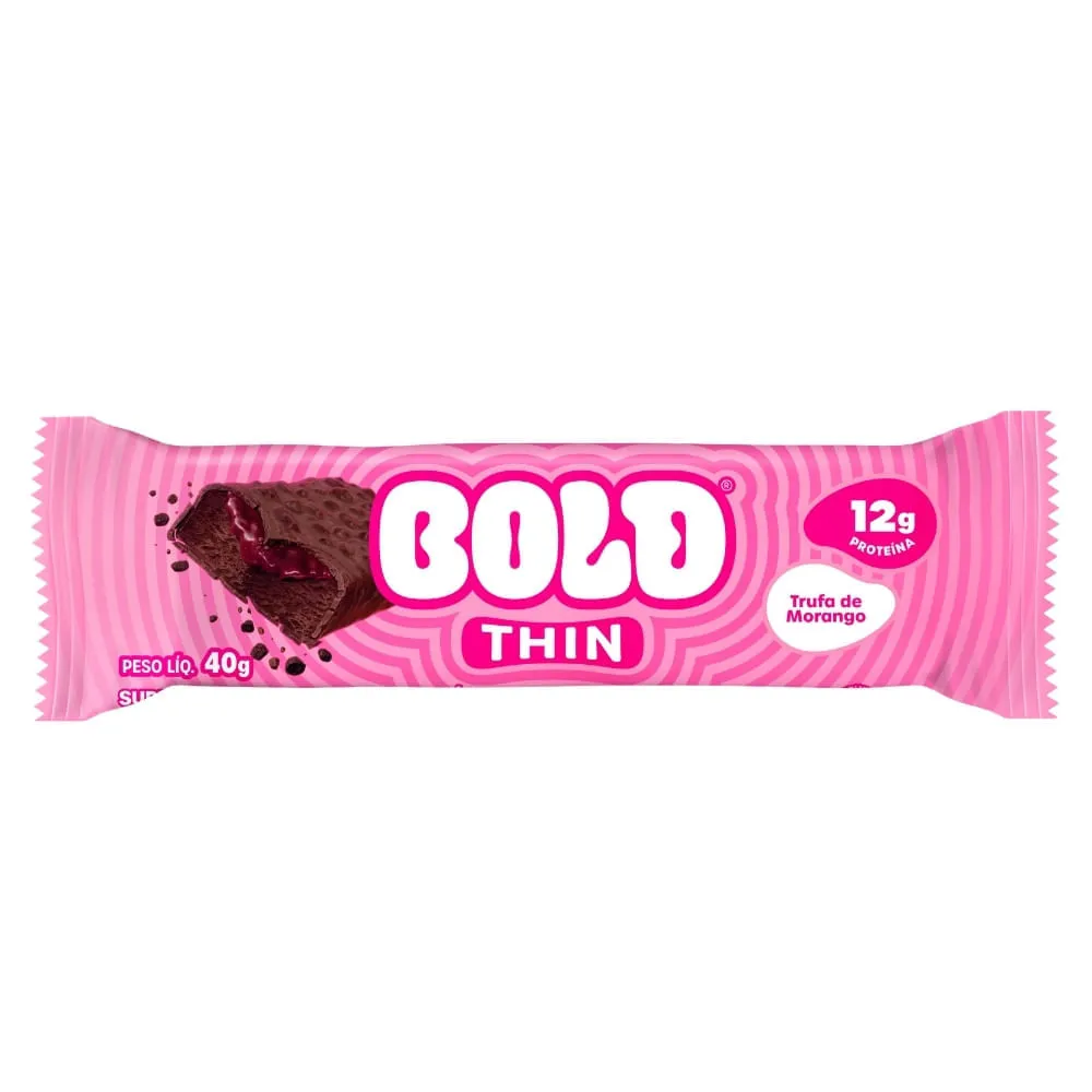Barra De Proteína Bold Thin Trufa De Morango 40g