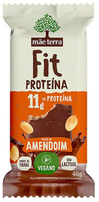 Barra De Proteína Vegana Pasta De Amendoim Zero Lactose Mãe Terra Fit Pacote 40g