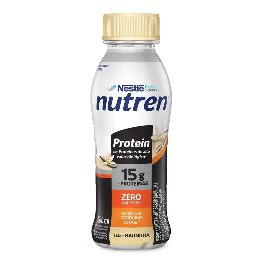 Bebida Láctea Nutren Protein 15g De Proteínas Baunilha Sem Lactose 260ml